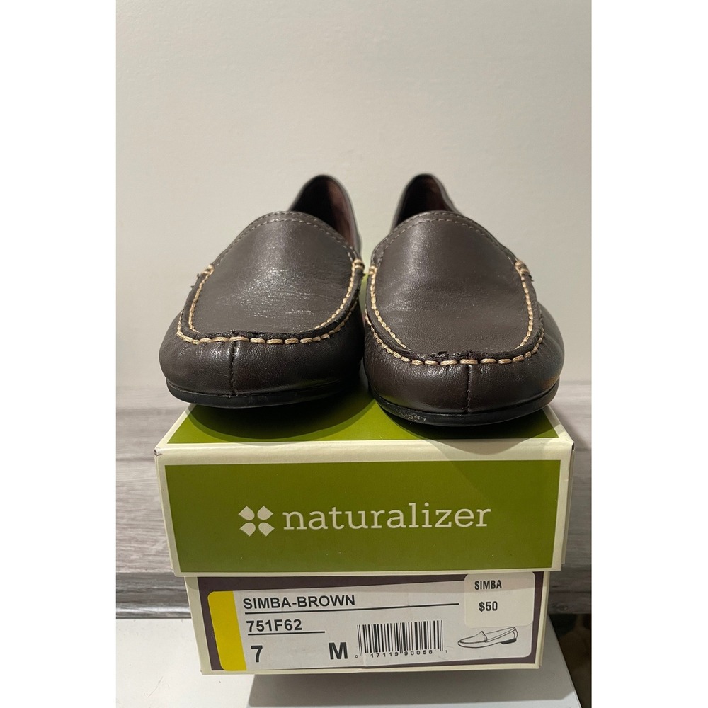 Naturalizer Simba Brown Leather Moc Toe Loafers Shoes‎ 751F62 Womens 7 M